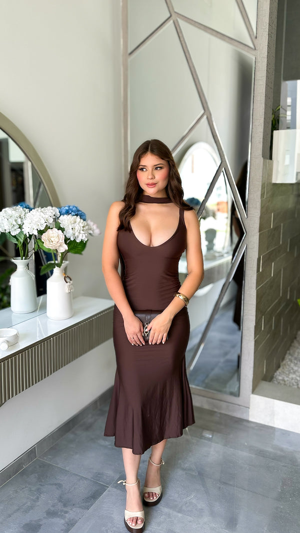Vestido Marfil con control de abdomen